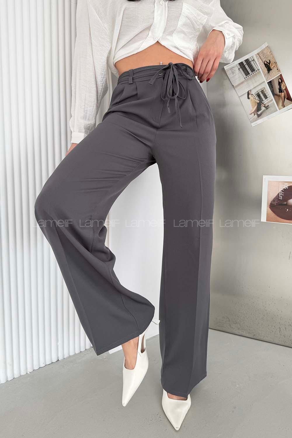 Lamelif İp Detaylı Pantolon Antrasit