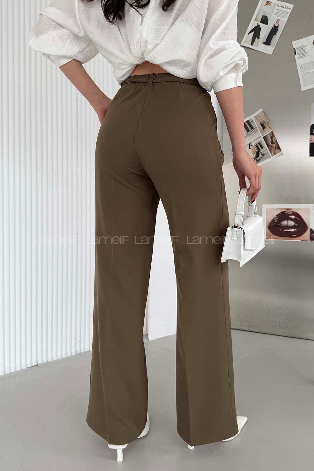 Lamelif İp Detaylı Pantolon Haki