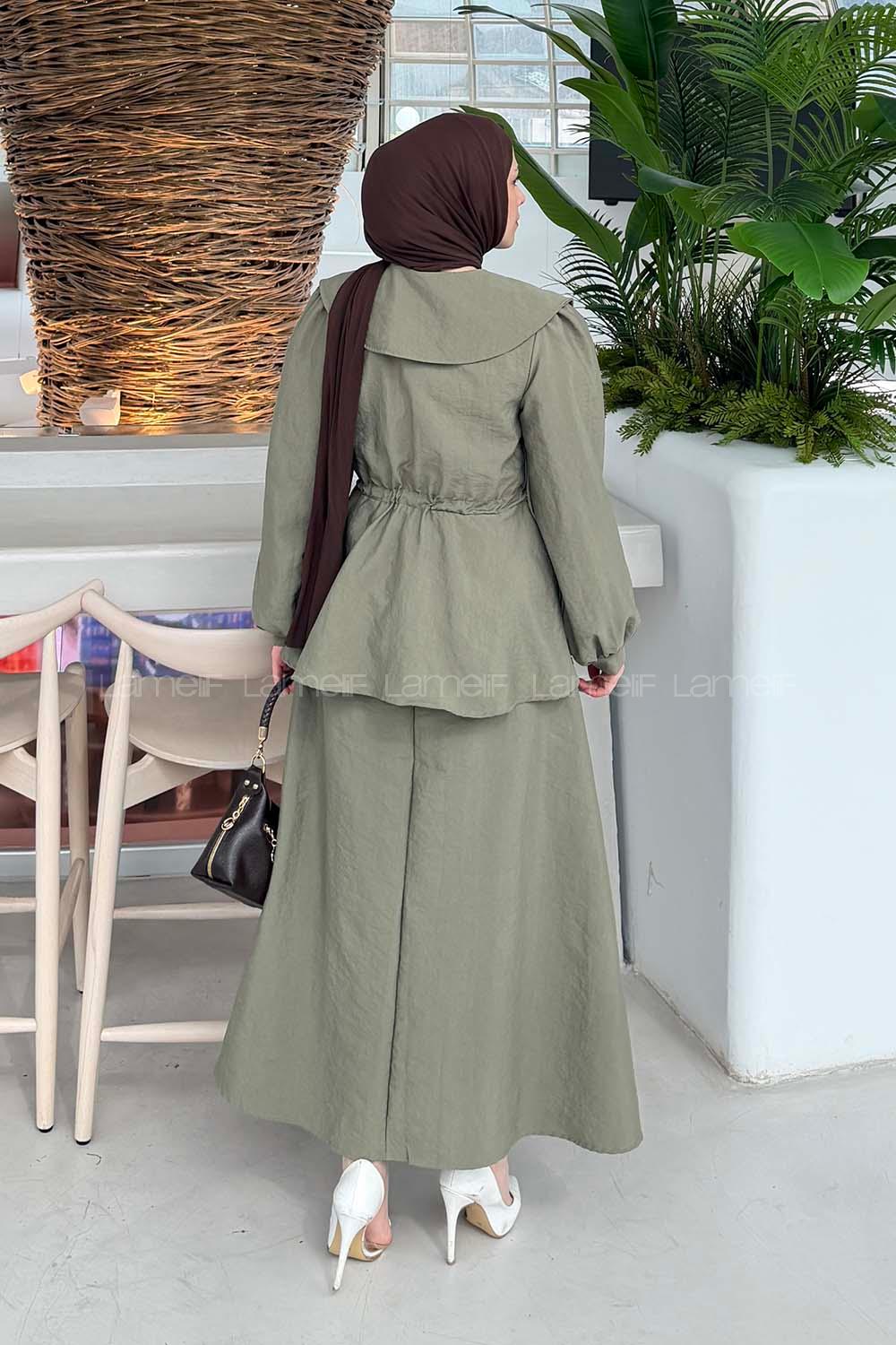 Lamelif Bebe Yaka Fermuarlı Takım Asker Yeşili