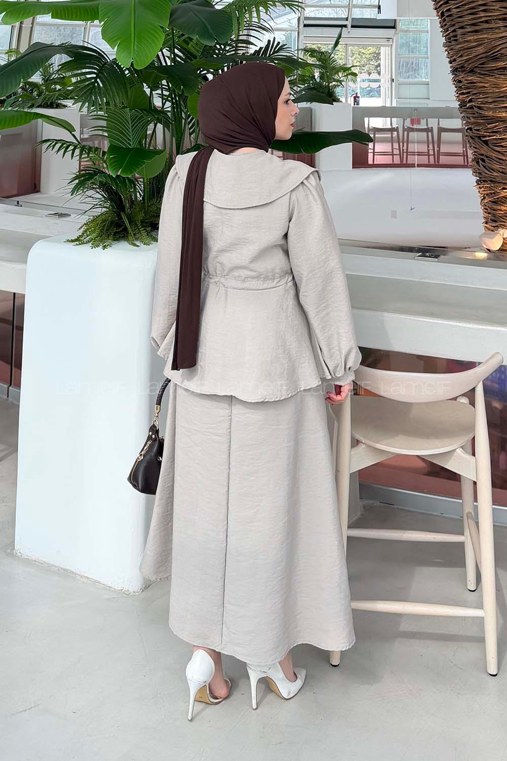 Lamelif Bebe Yaka Fermuarlı Takım Vizonrengi