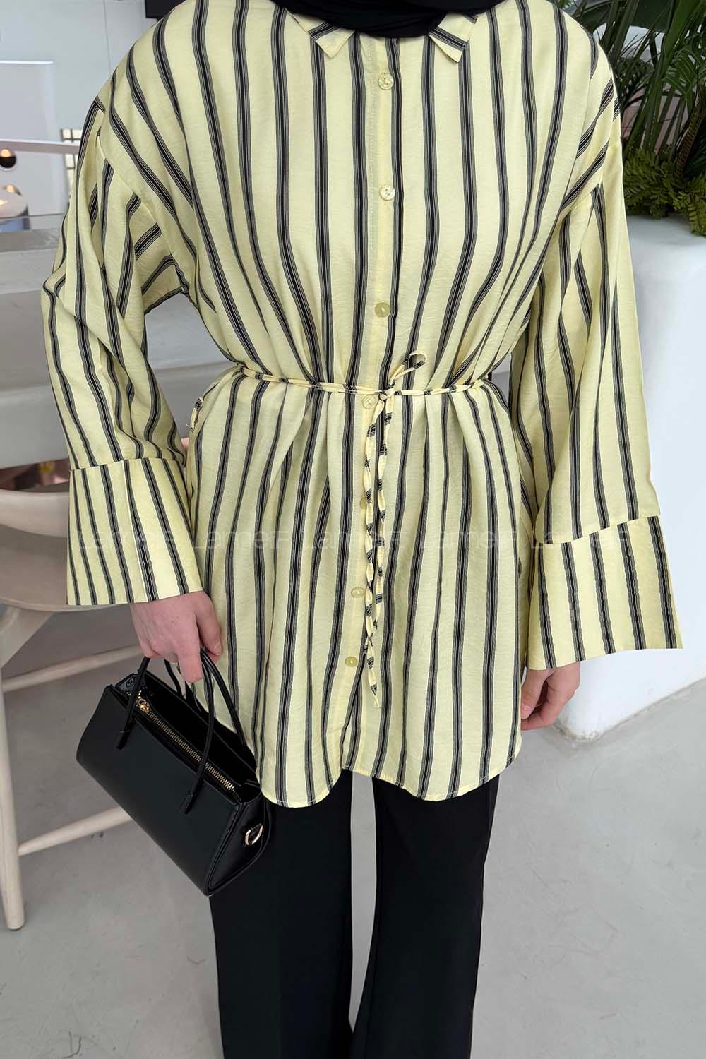 Yellow Shirt Collar Long Arm Cotton Unprinted Shirt