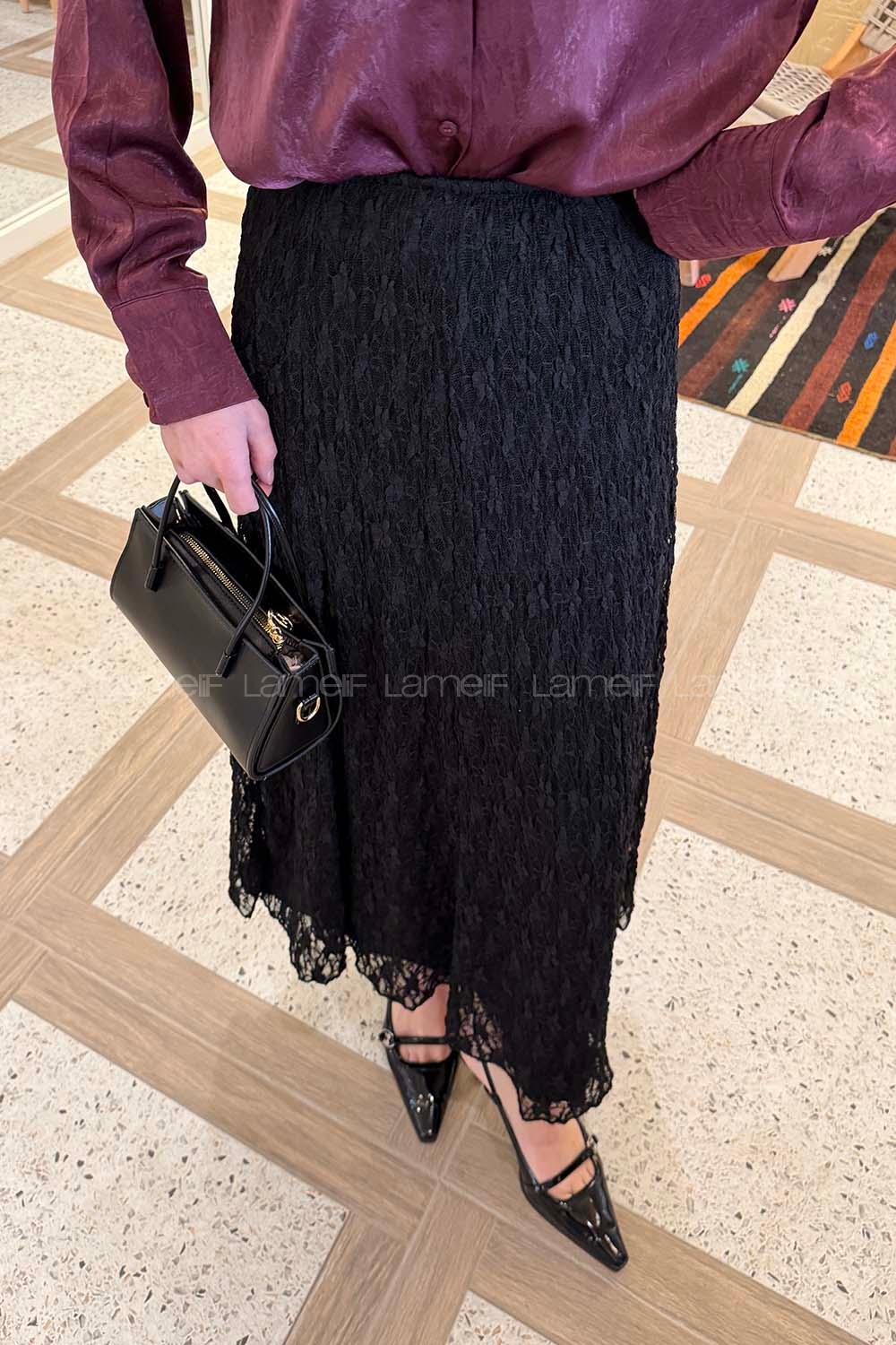 Black Cotton Straight Skirt Skirt