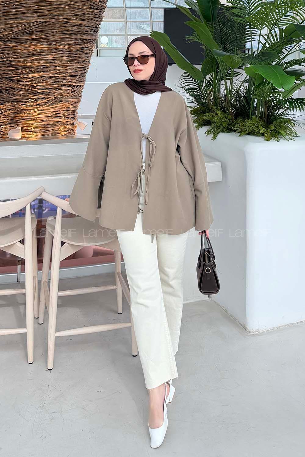 Lamelif İspanyol Kol Bağlama Detaylı Gömlek Haki