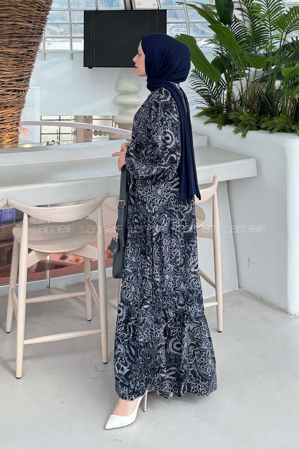 Lamelif Katleya Model Elbise Antrasit