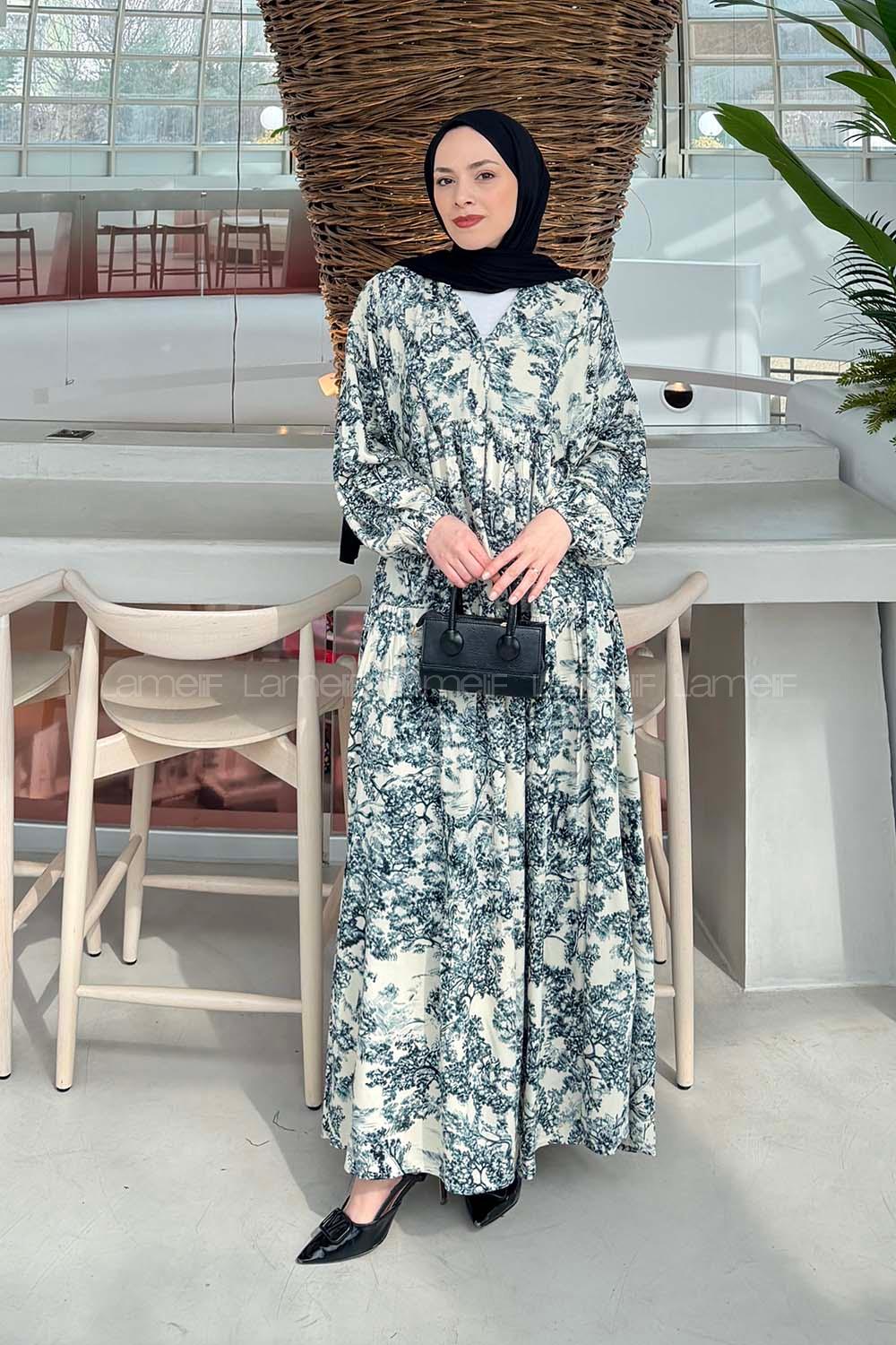 Lamelif Katleya Model Elbise Füme