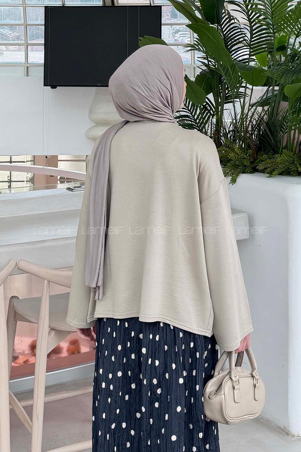 Lamelif Kol Armalı Sweatshirt Bej