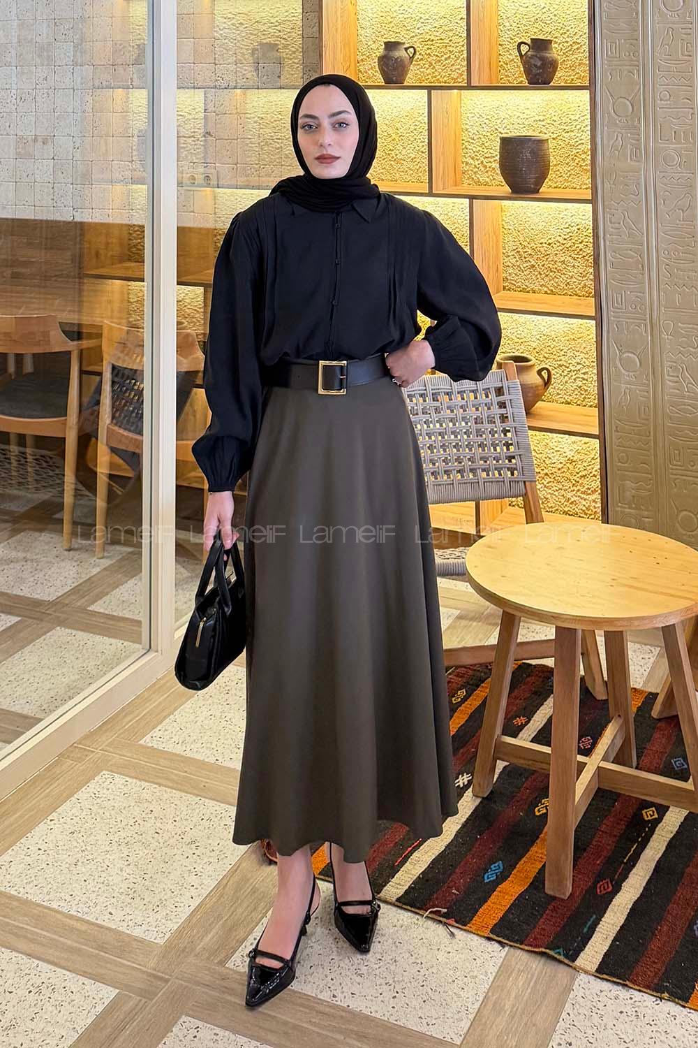 Black Shirt Collar Long Arm Cotton Unprinted Shirt