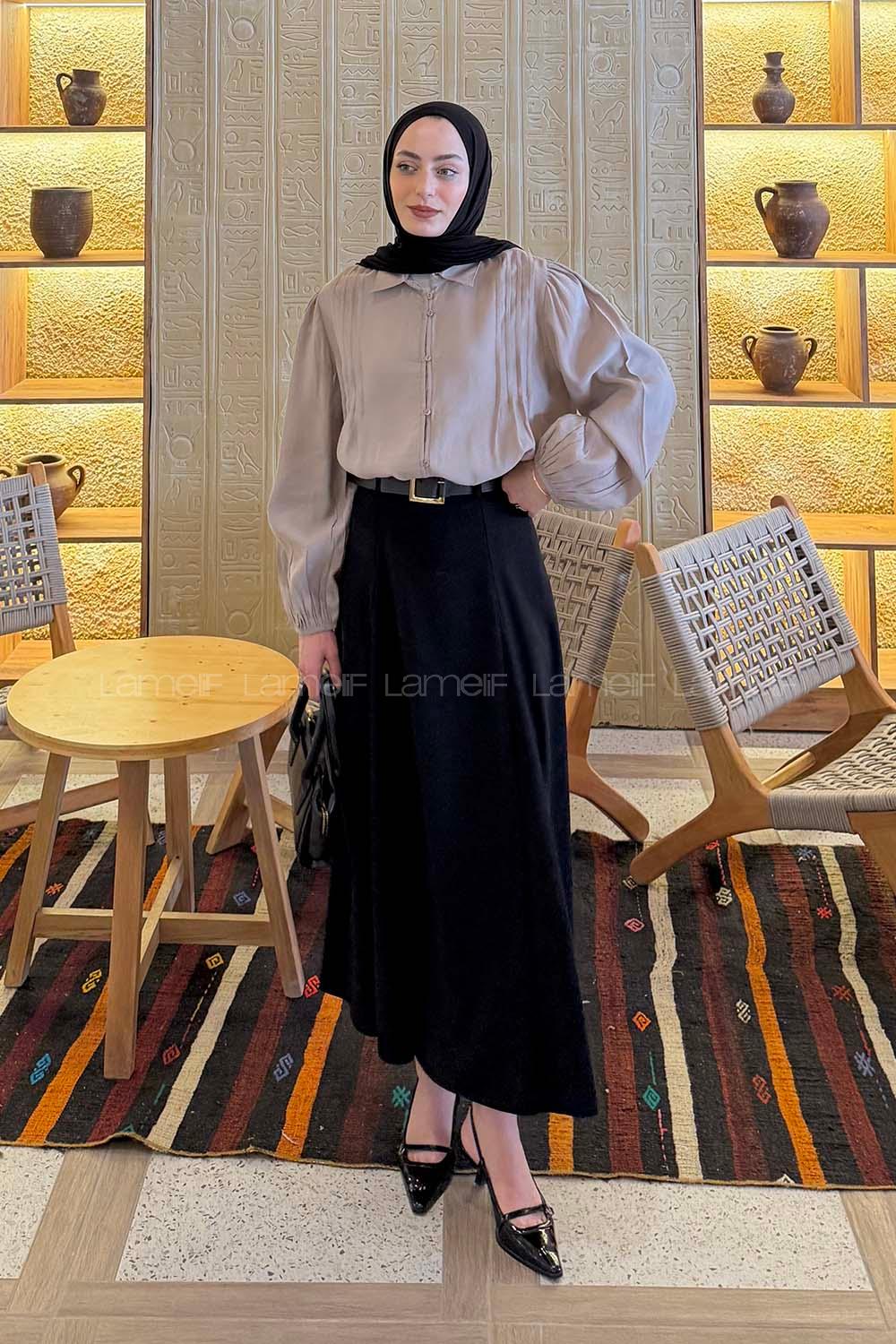 Stone Shirt Collar Long Arm Cotton Unprinted Shirt