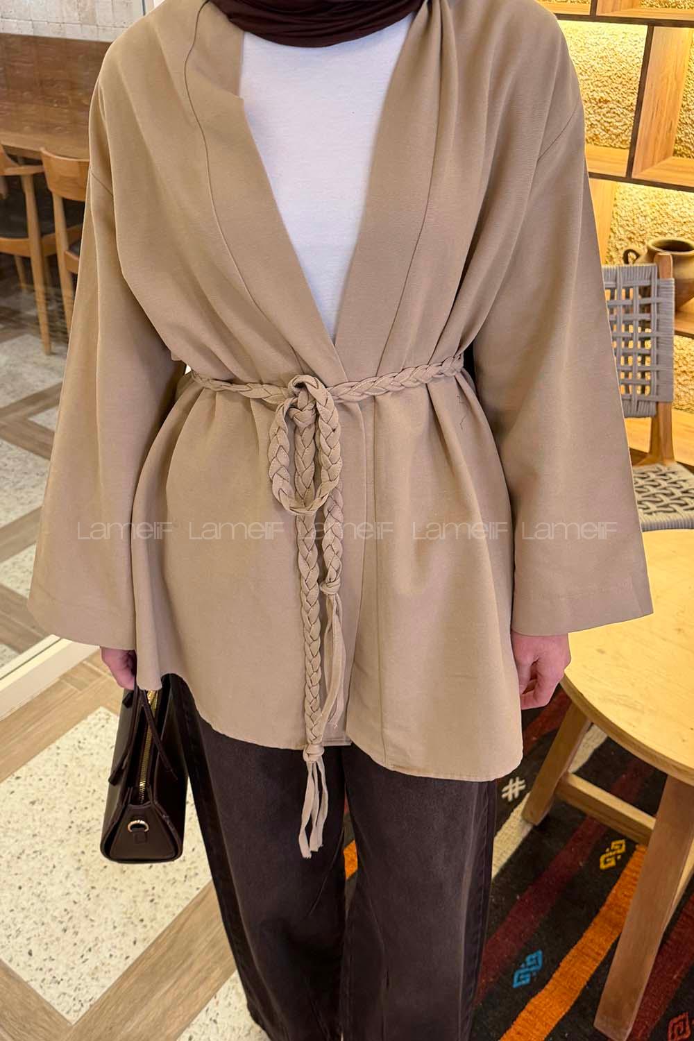 Mink Long Arm Linen Kimono