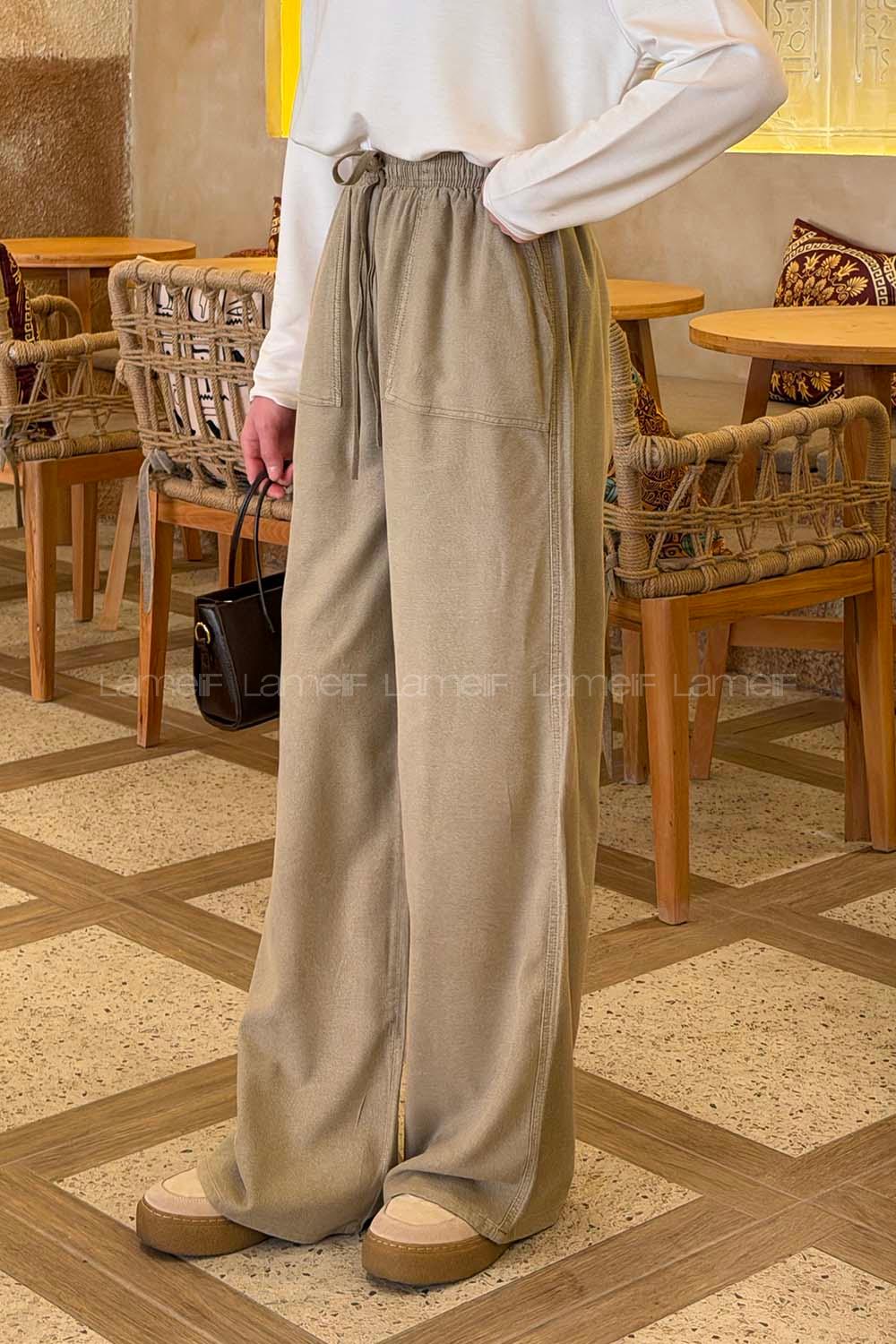 Mink Viscose Fabric High Waist Comfortable Pants