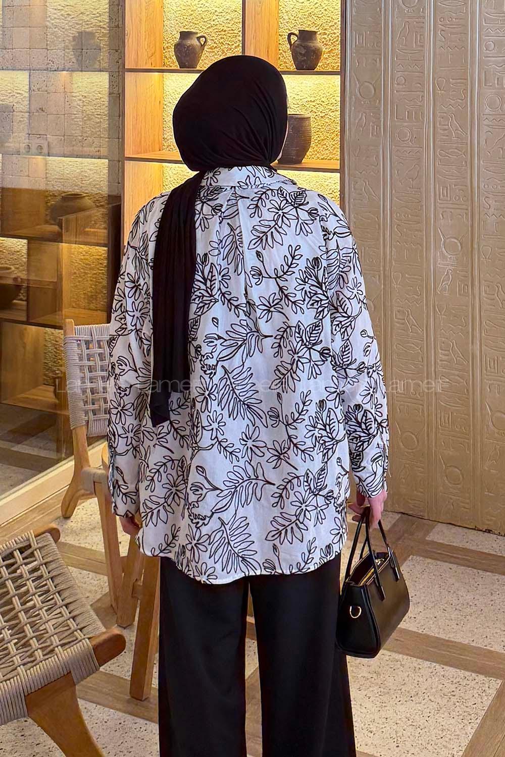 Lamelif Nakışlı Gömlek Siyah