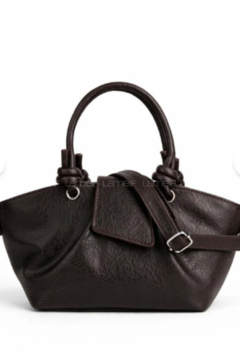 Lamelif Paris Kadın Pase Soft Deri Askılı Çanta Acı Kahve