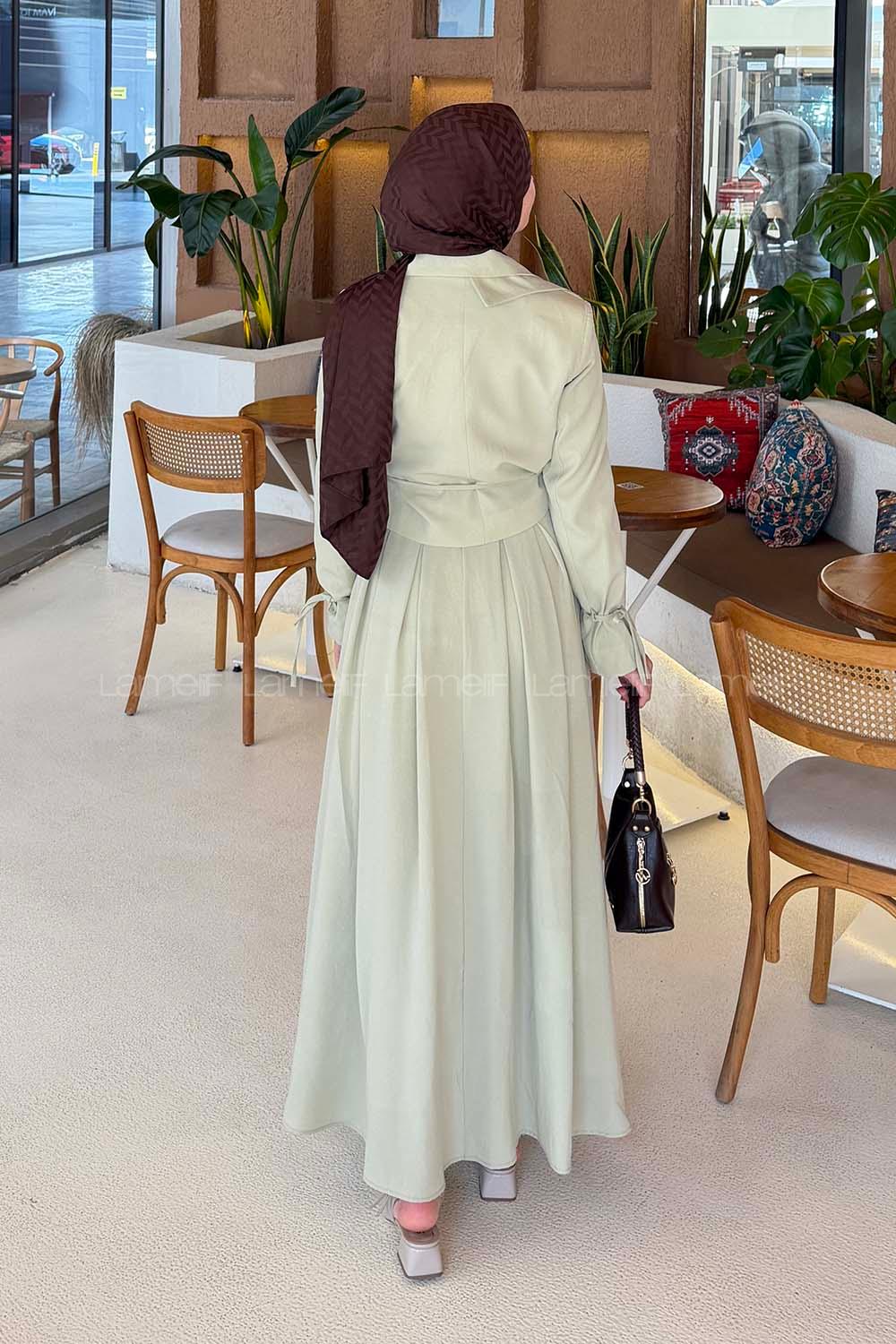 Lamelif Çift Yakalı Takım Mint Yeşili