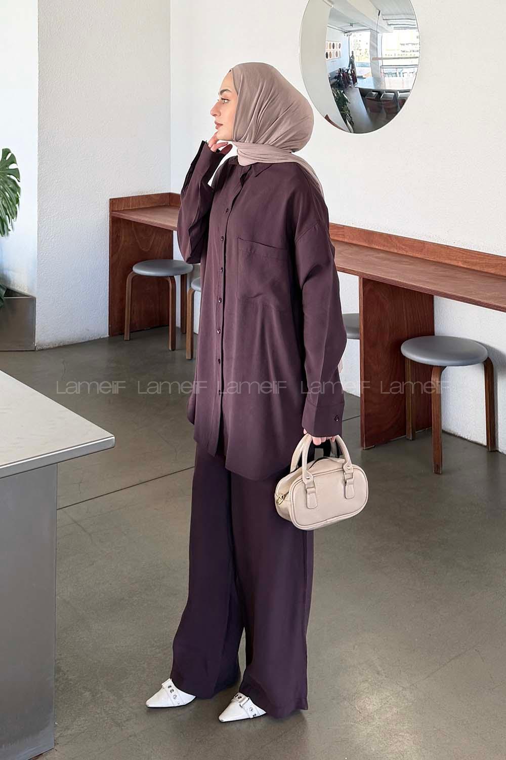 Plum Shirt Collar Long Arm Modal Regular Trousers Comfortable Suit