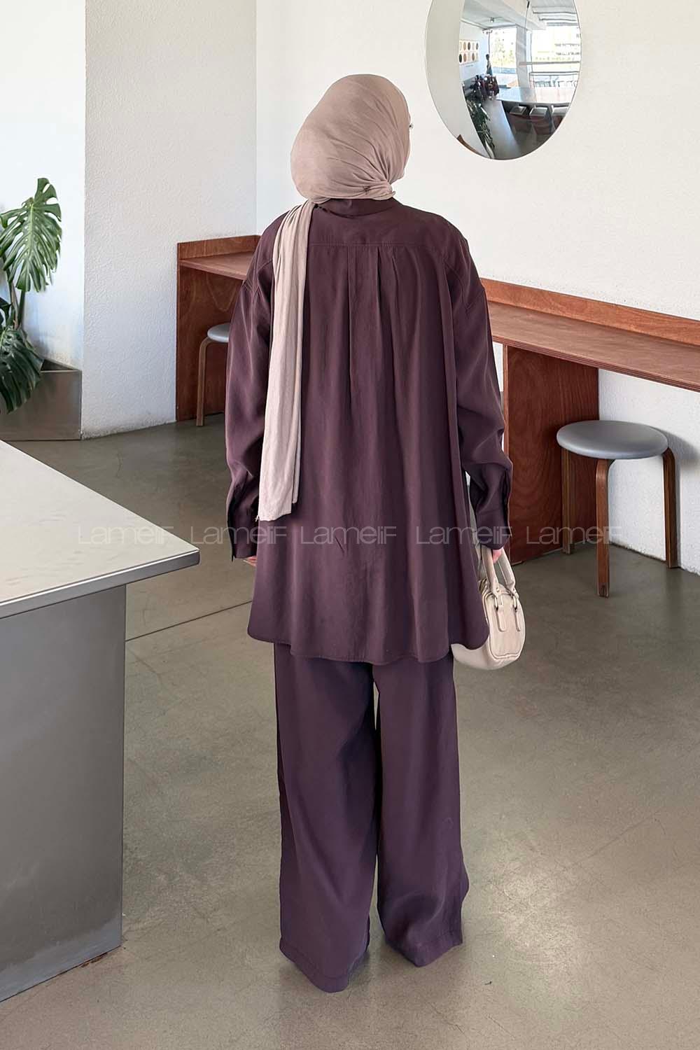 Plum Shirt Collar Long Arm Modal Regular Trousers Comfortable Suit