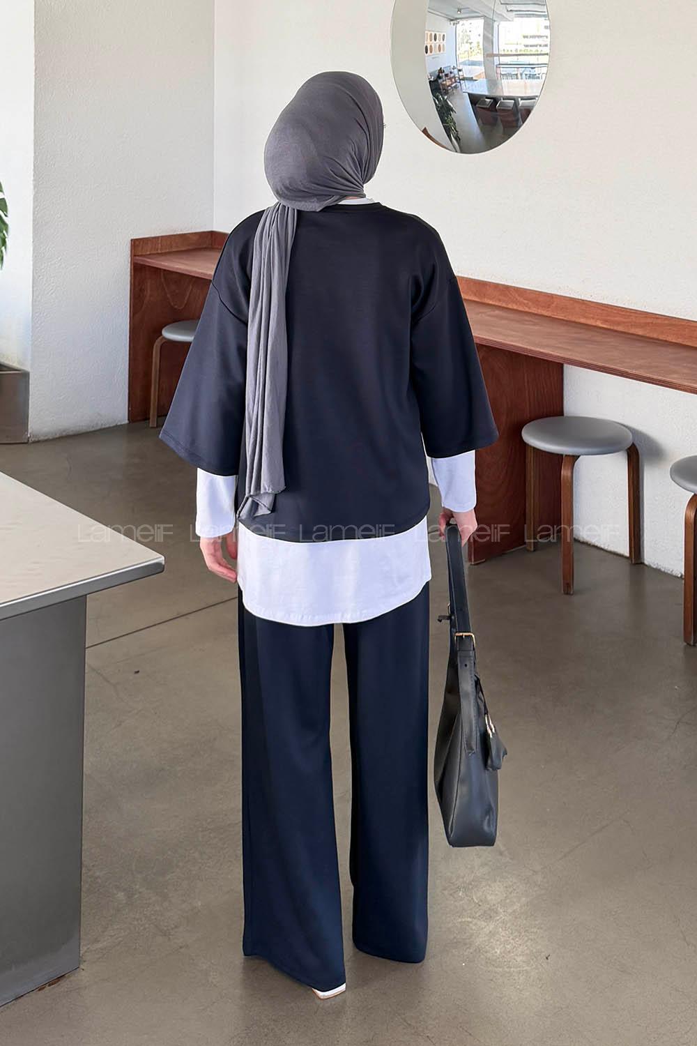 Lamelif Üçlü Tesettür Takım Antrasit