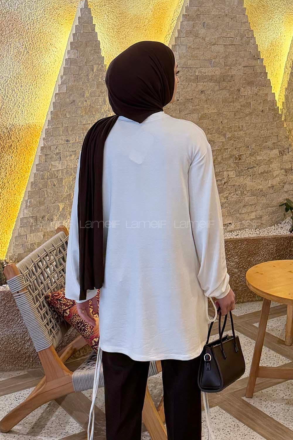White Crew Neck Viscose Fabric Unprinted Tunic