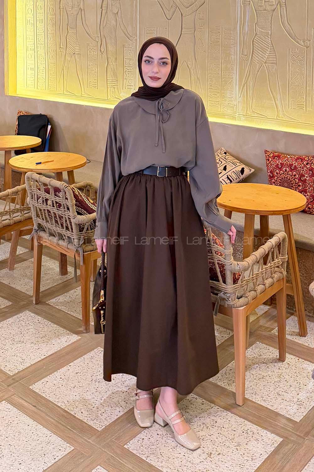 Lamelif Bebe Yaka Bağlamalı Tunik Haki