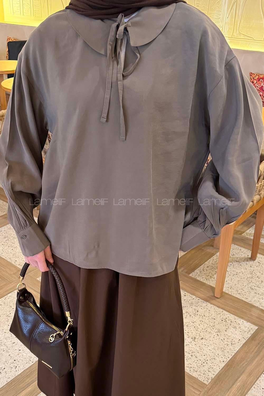 Lamelif Bebe Yaka Bağlamalı Tunik Haki