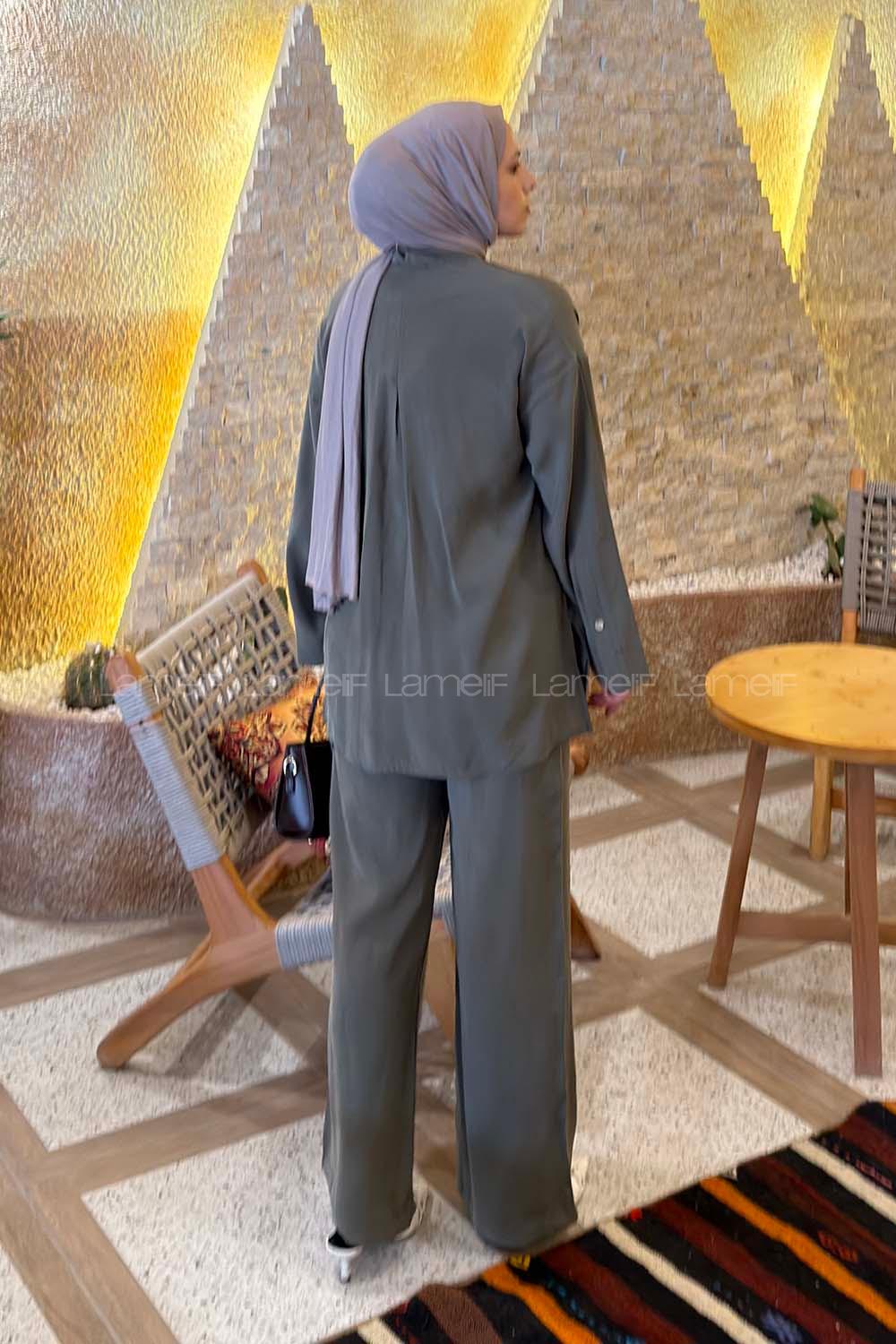 Khaki Shirt Collar Long Arm Without Accessories Combed Fabric Regular Trousers Material Suit