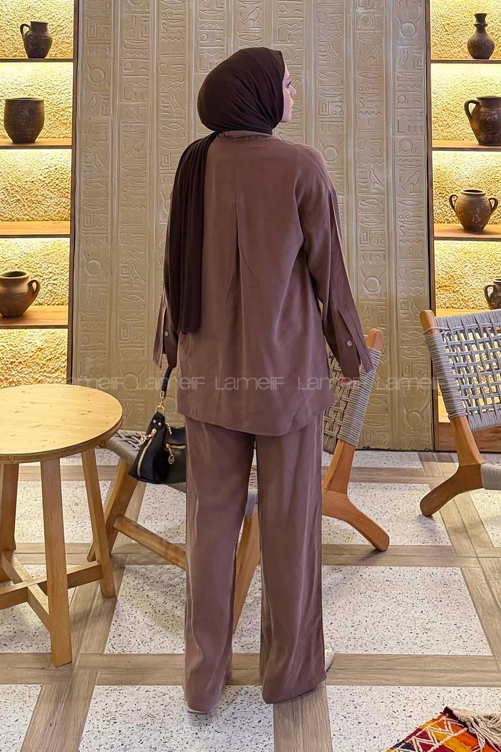Soft Brown Shirt Collar Long Arm Without Accessories Combed Fabric Regular Trousers Material Suit