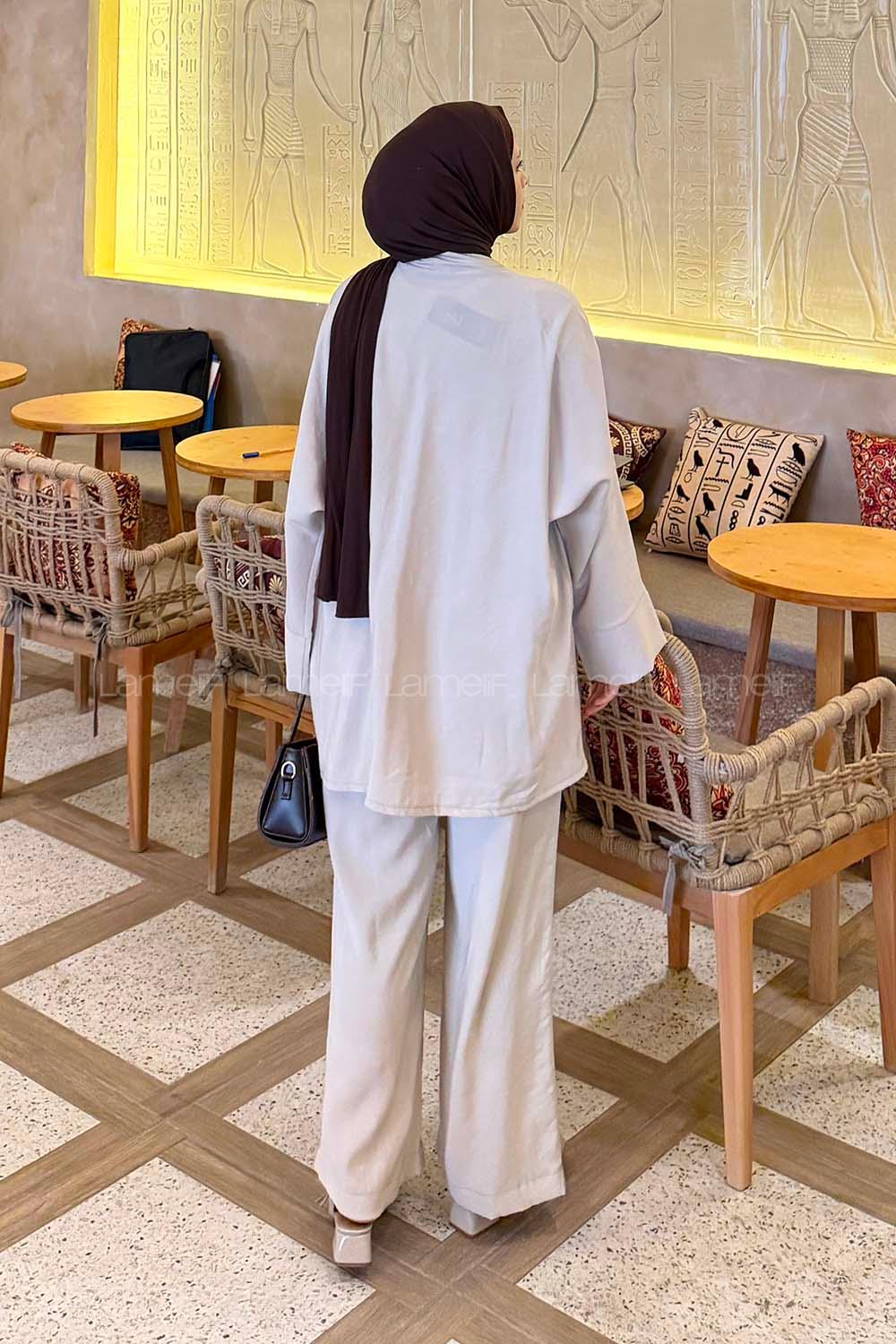 Stone Normal Neck Long Arm Without Accessories Combed Fabric Regular Trousers Linen Straight Skirt Suit