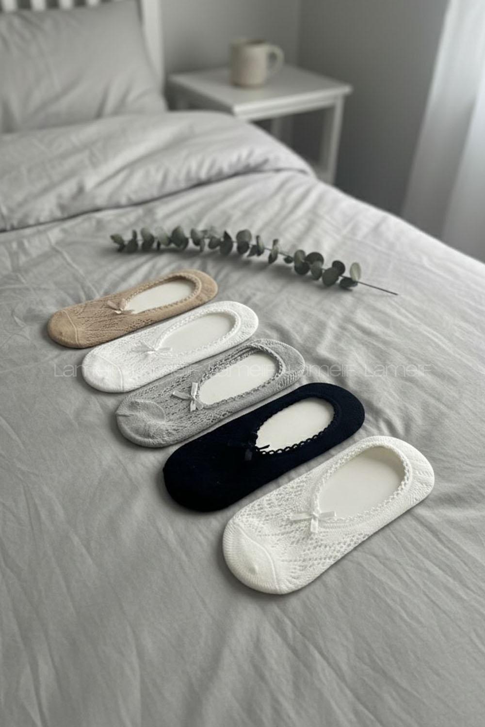 Lamelif 5li Kokulu Bambu Dantelli Çorap