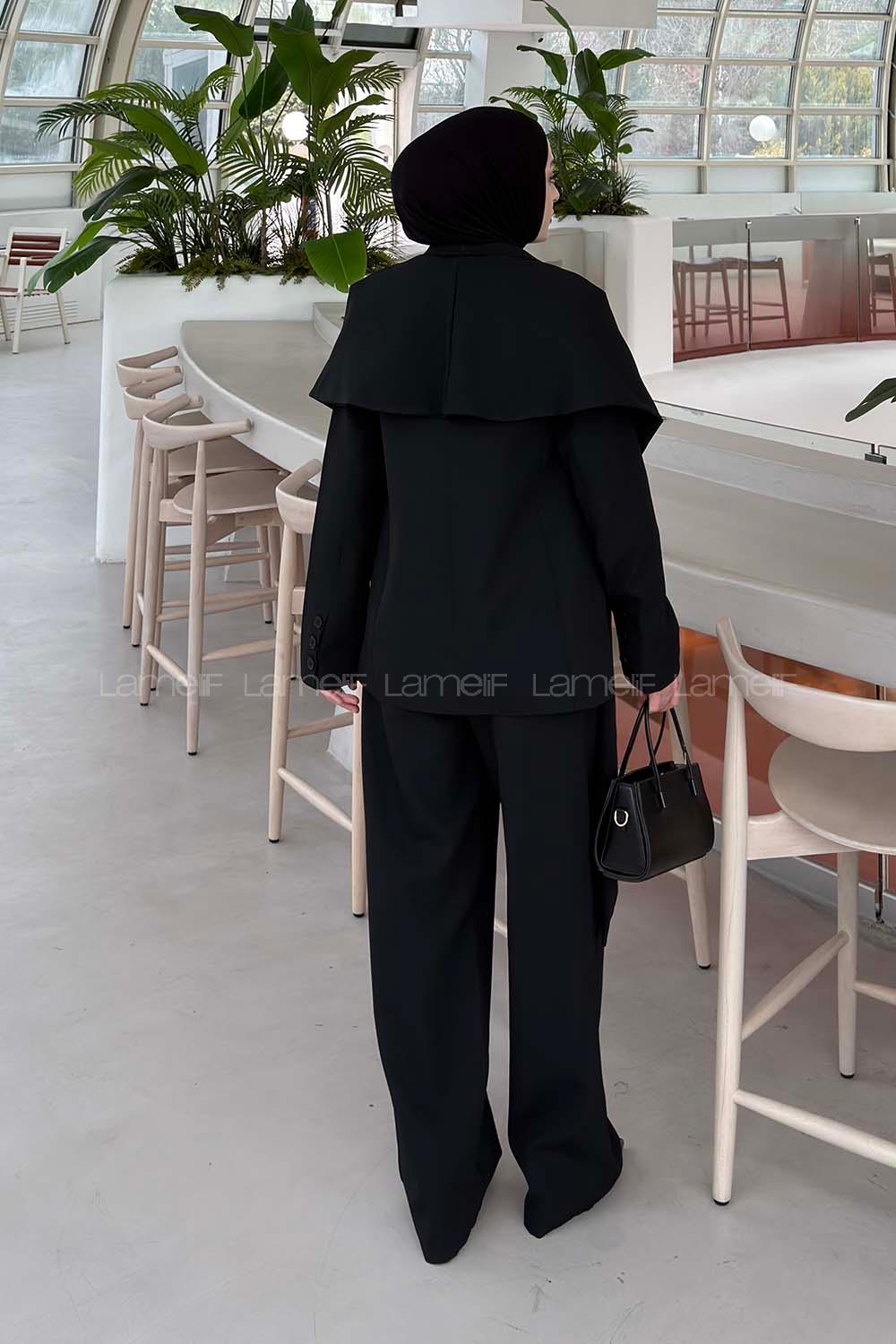 Lamelif Atkılı Blazer Takım Siyah