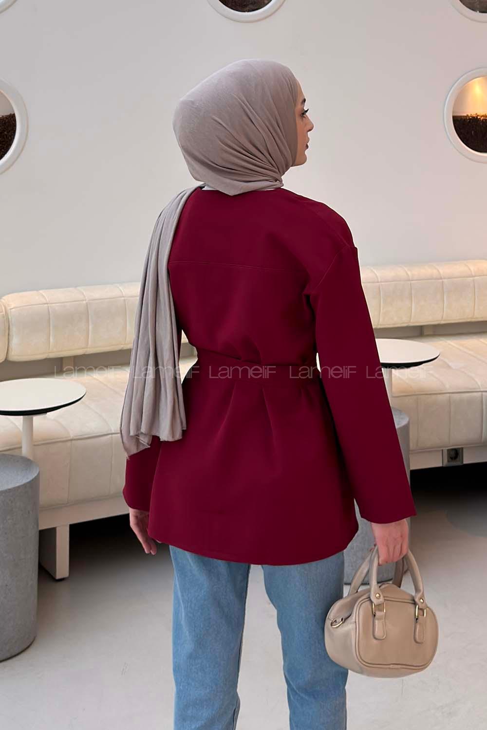 Claret Red Long Arm Atlas Straight Kimono