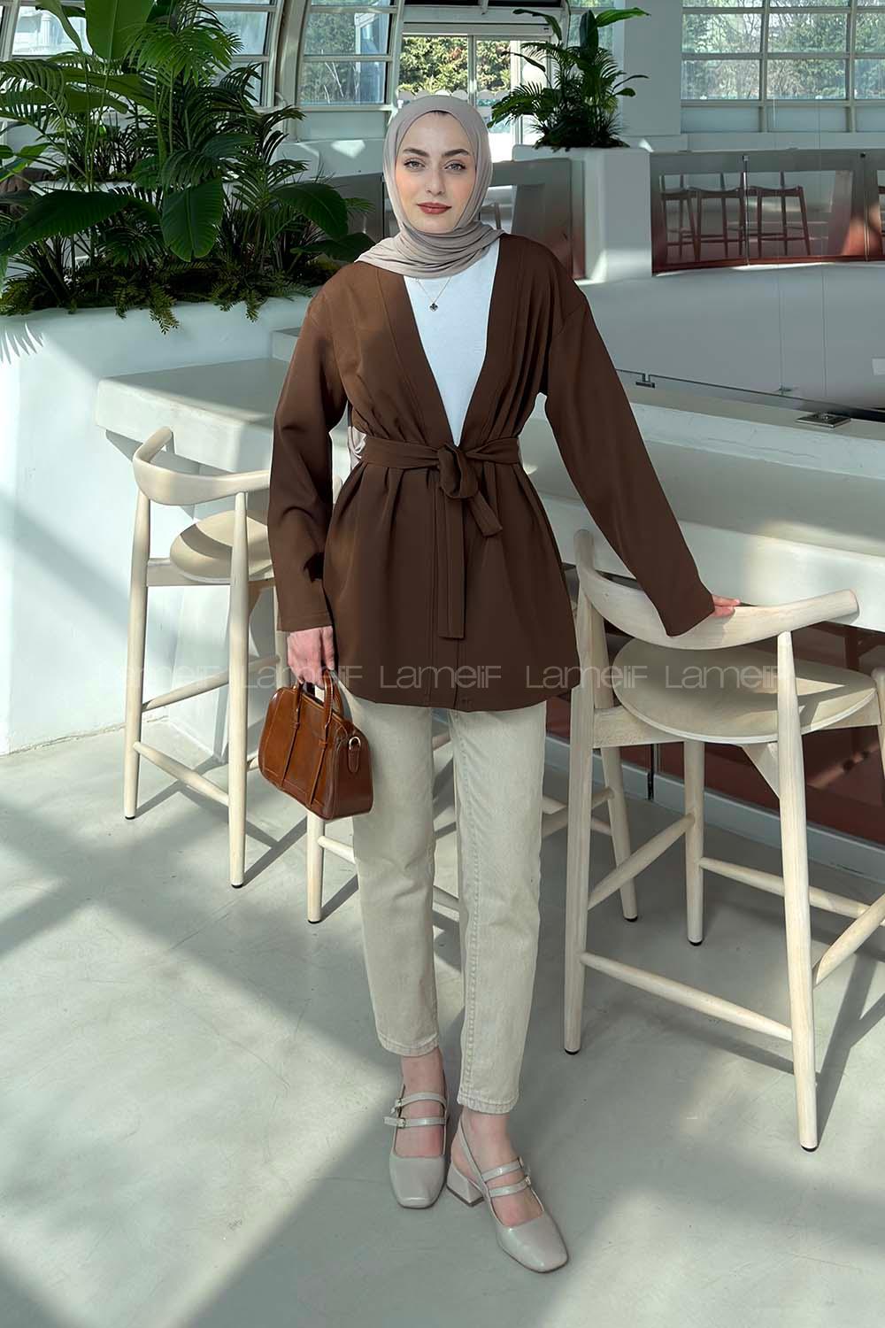 Dark Brown Long Arm Atlas Straight Kimono