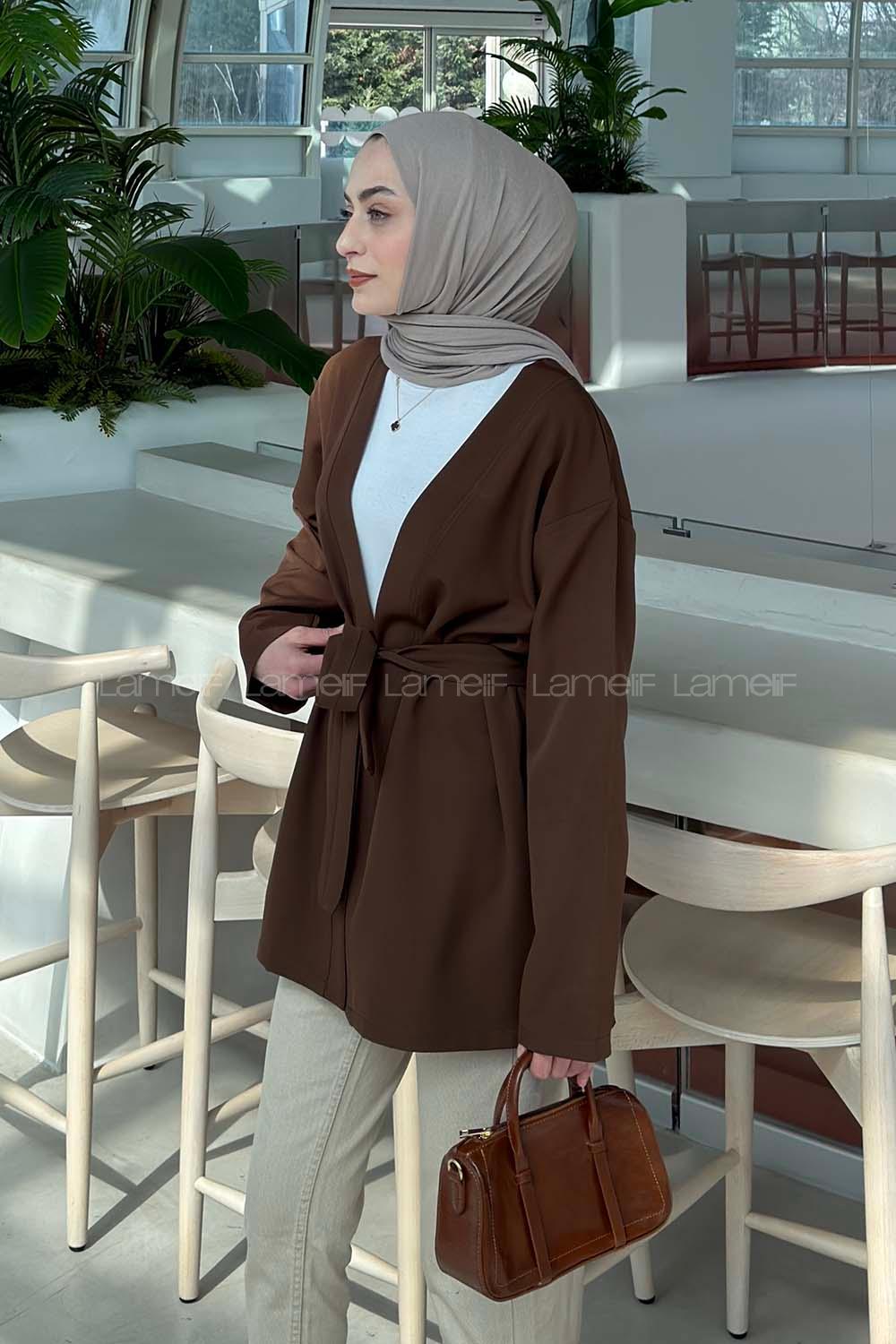 Dark Brown Long Arm Atlas Straight Kimono