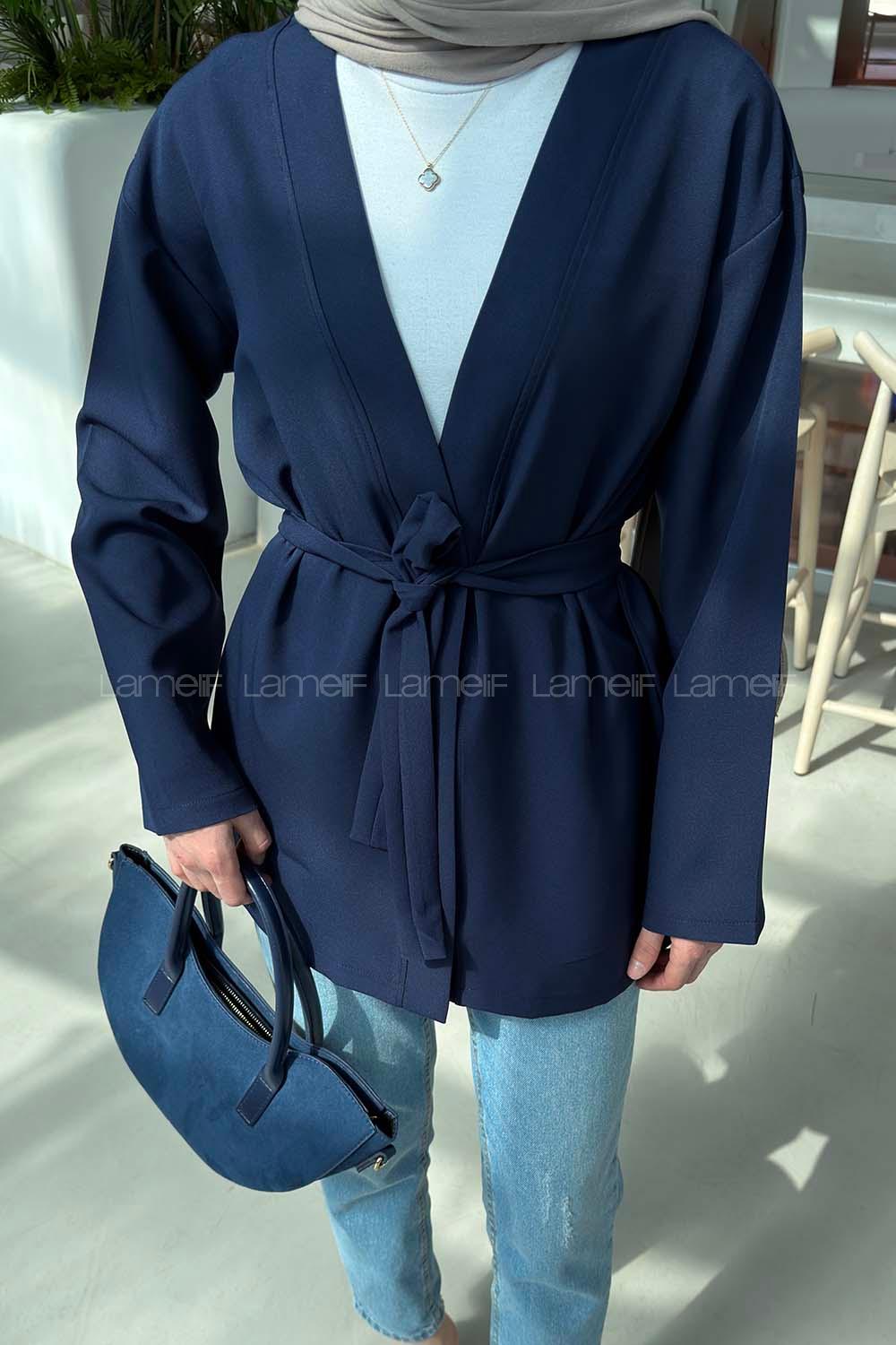 Navy Blue Long Arm Atlas Straight Kimono