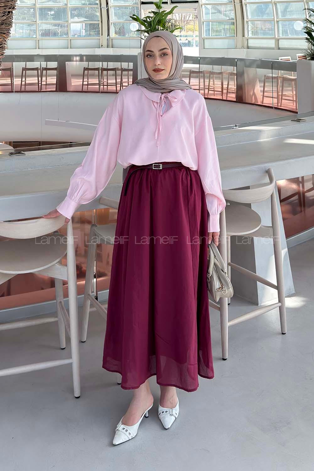 Lamelif Bebe Yaka Bağlamalı Tunik Pembe