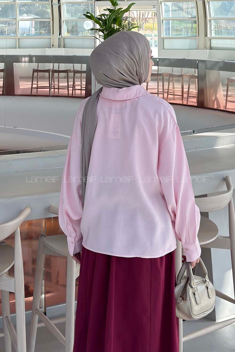 Lamelif Bebe Yaka Bağlamalı Tunik Pembe