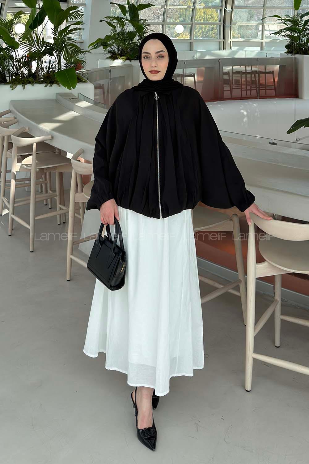 Lamelif Yarasa Kol Ceket Siyah