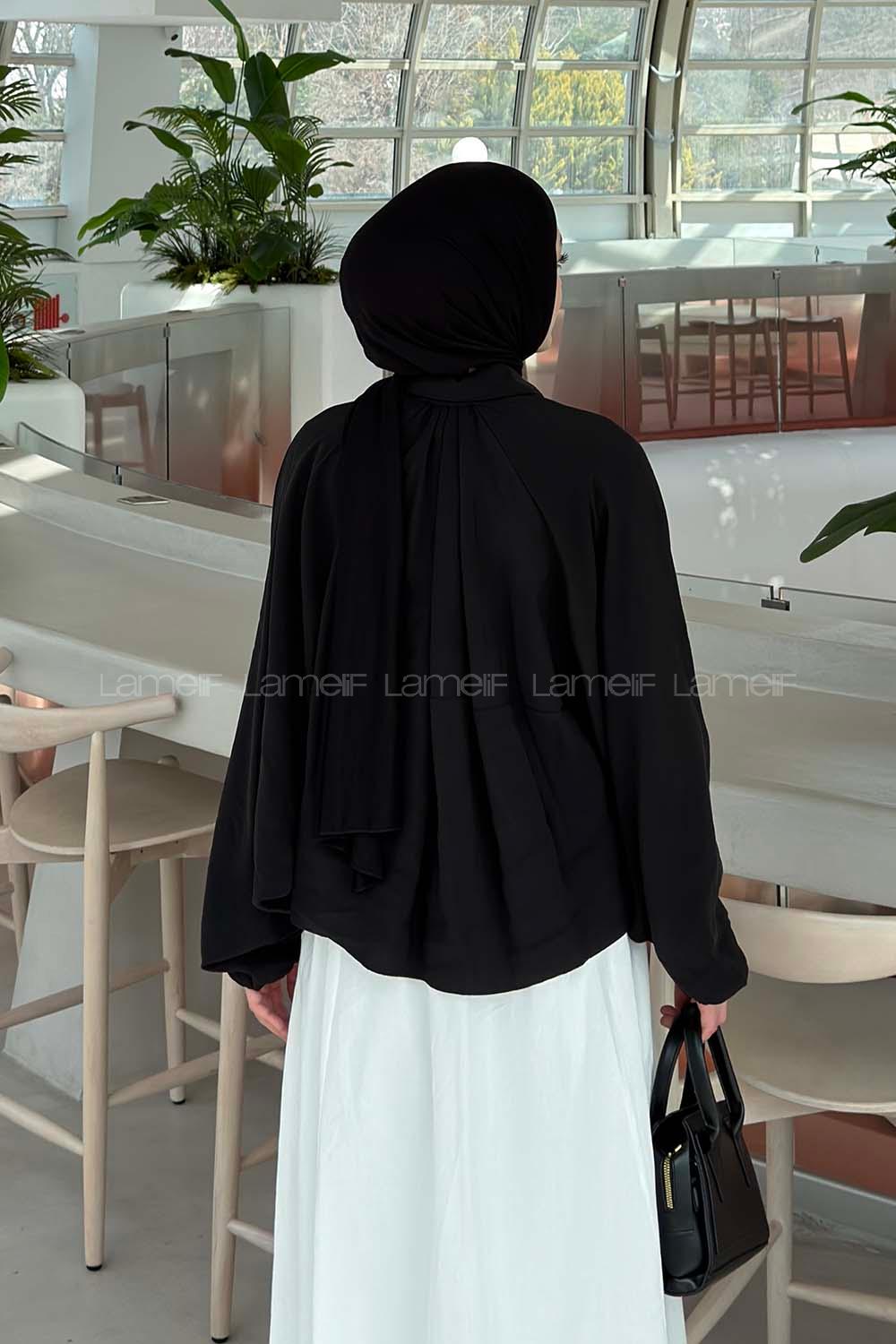 Lamelif Yarasa Kol Ceket Siyah