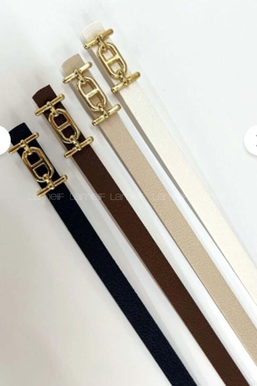 Lamelif  4 lü Gold Tokalı İnce Kemer, Pantolon Kemeri, Gömlek Kemeri, Ceket Kemeri