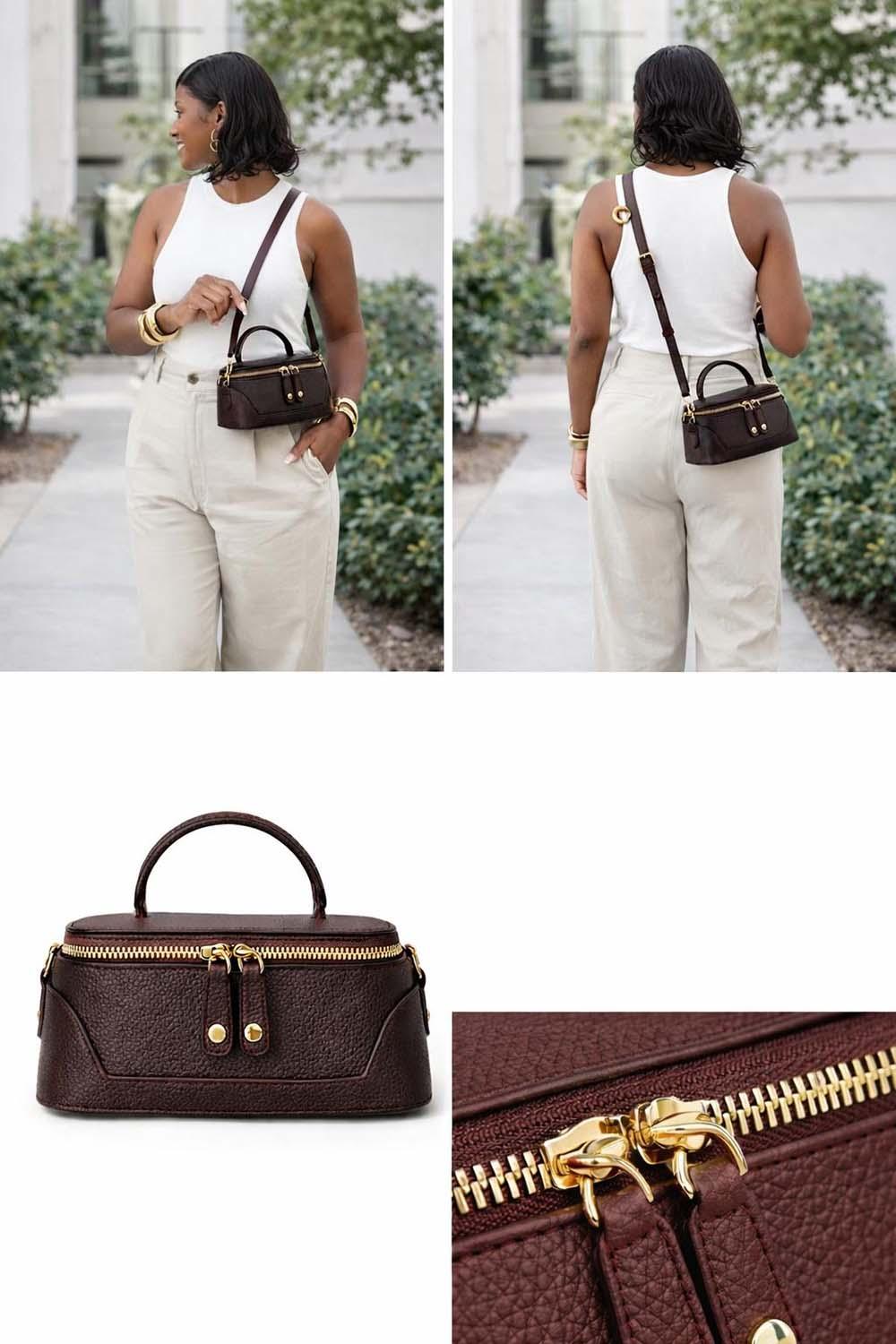 Lamelif Tasarımcı Dokulu Kadın Küçük Kutu Çanta Acı Kahve