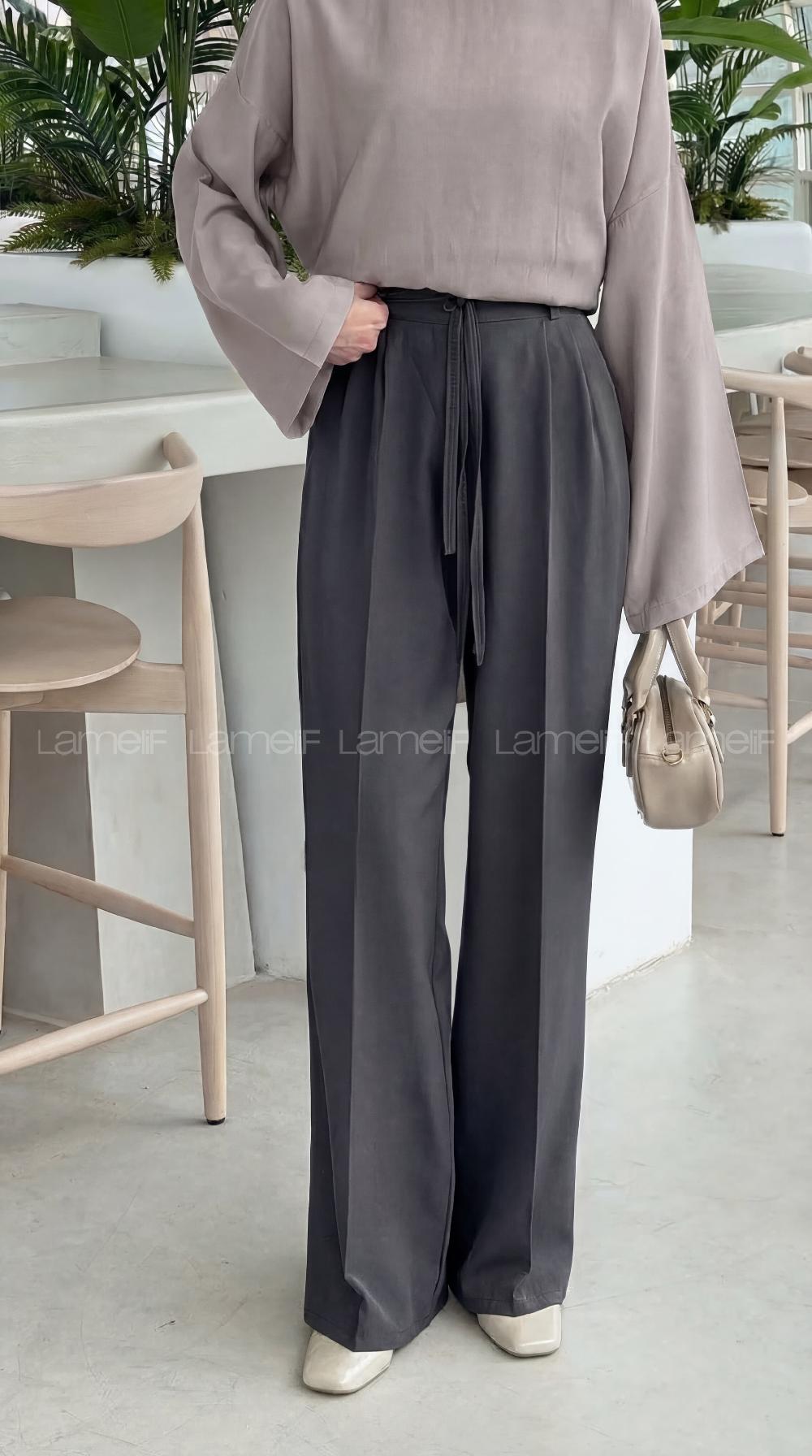 Lamelif İp Detaylı Pantolon Antrasit