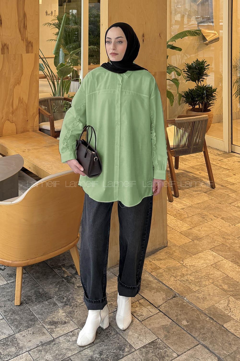 Khaki Shirt Collar Long Arm Cotton Shirt