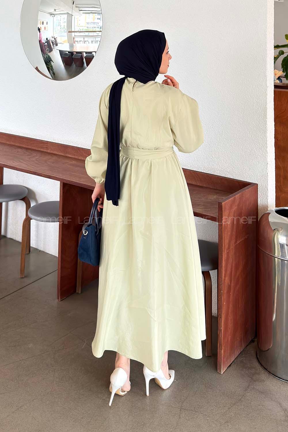 Mint Green Crew Neck Modal Cupra Dresess