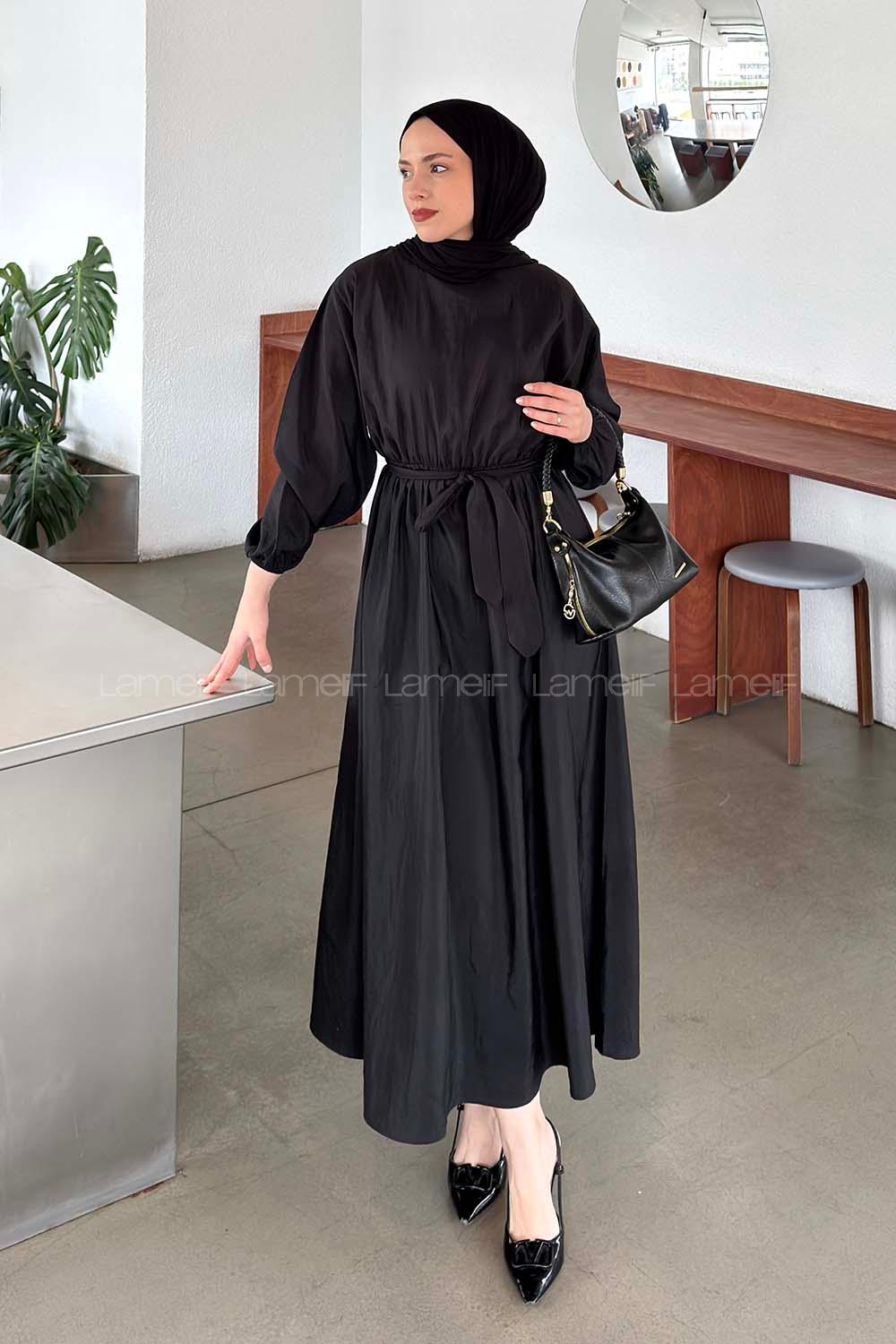 Black Crew Neck Modal Cupra Dresess