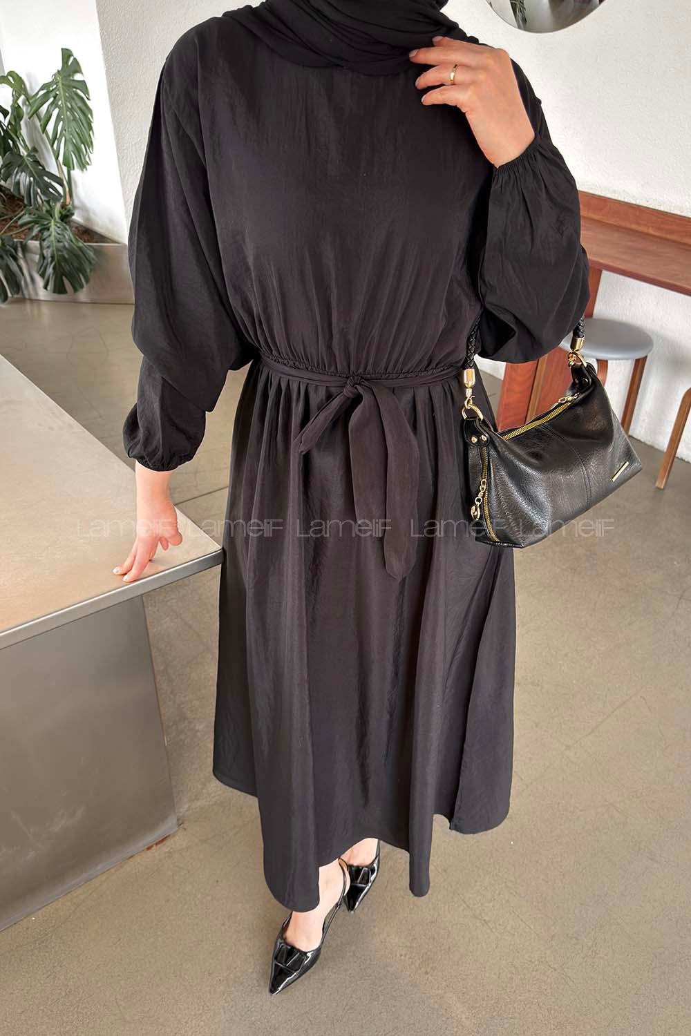 Black Crew Neck Modal Cupra Dresess