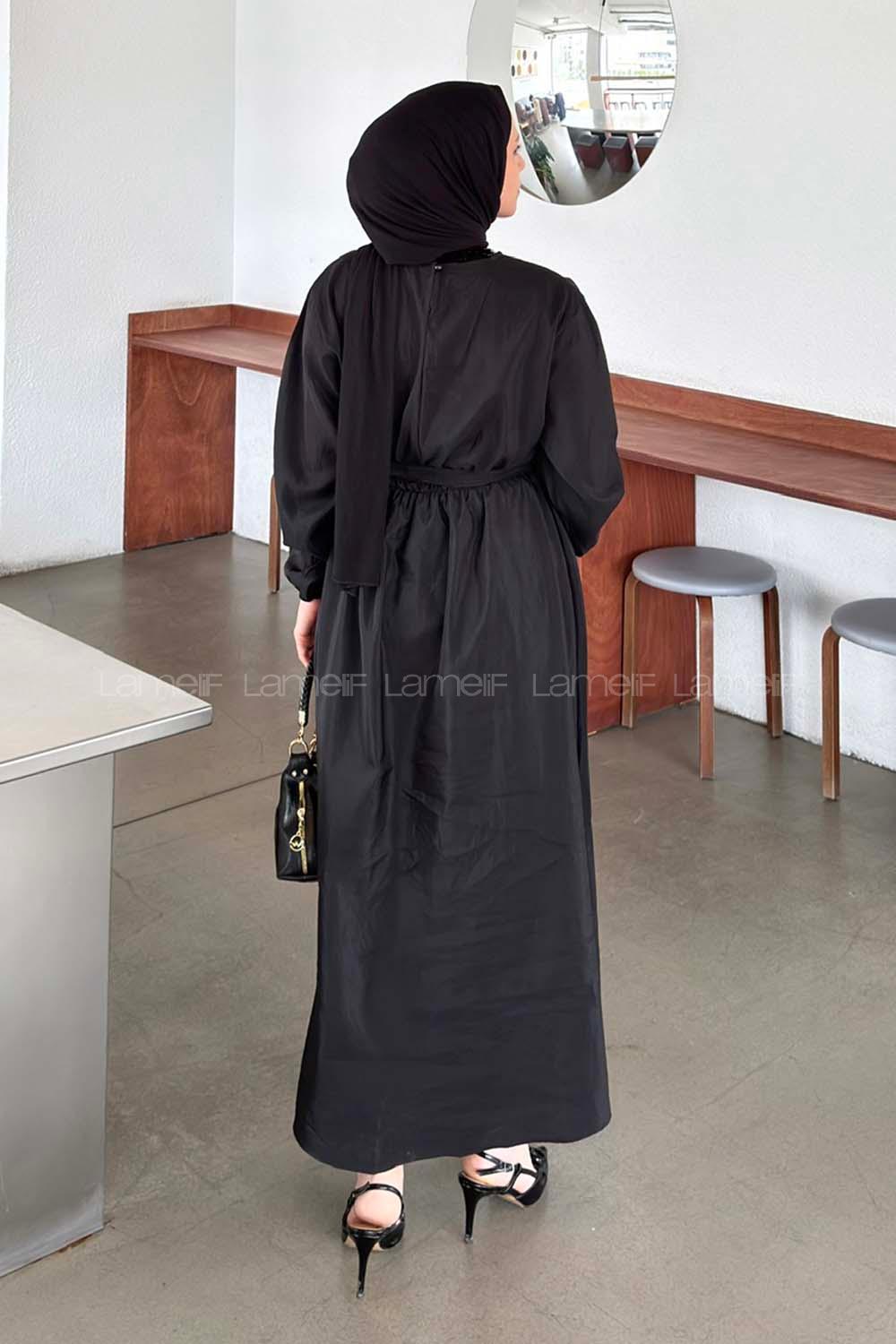 Black Crew Neck Modal Cupra Dresess