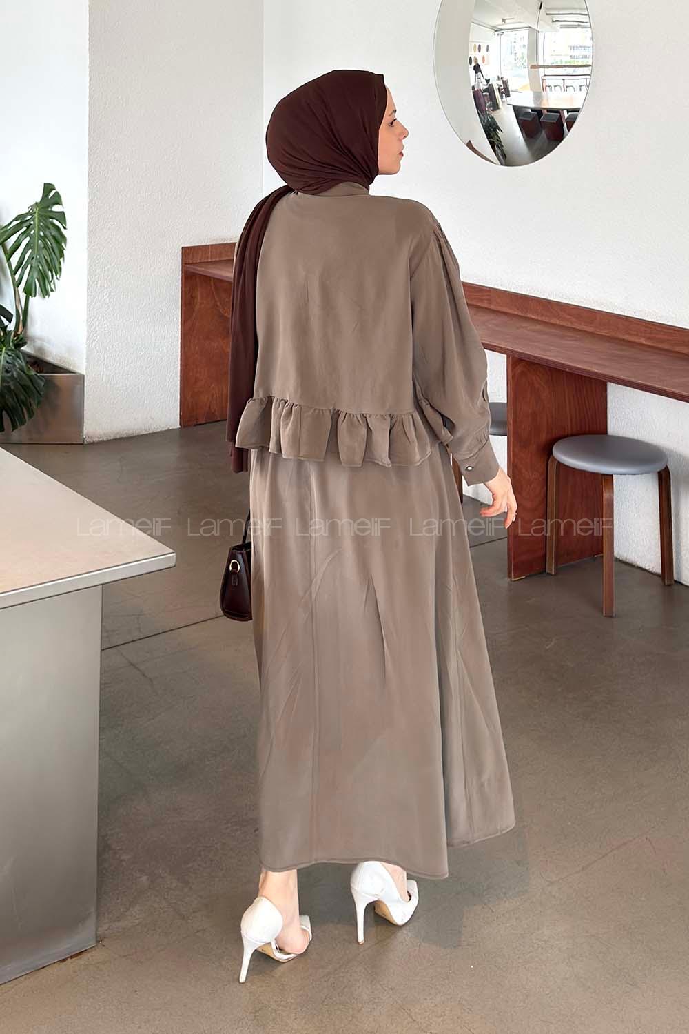 Lamelif Büzgü Detaylı Etekli Takım Haki