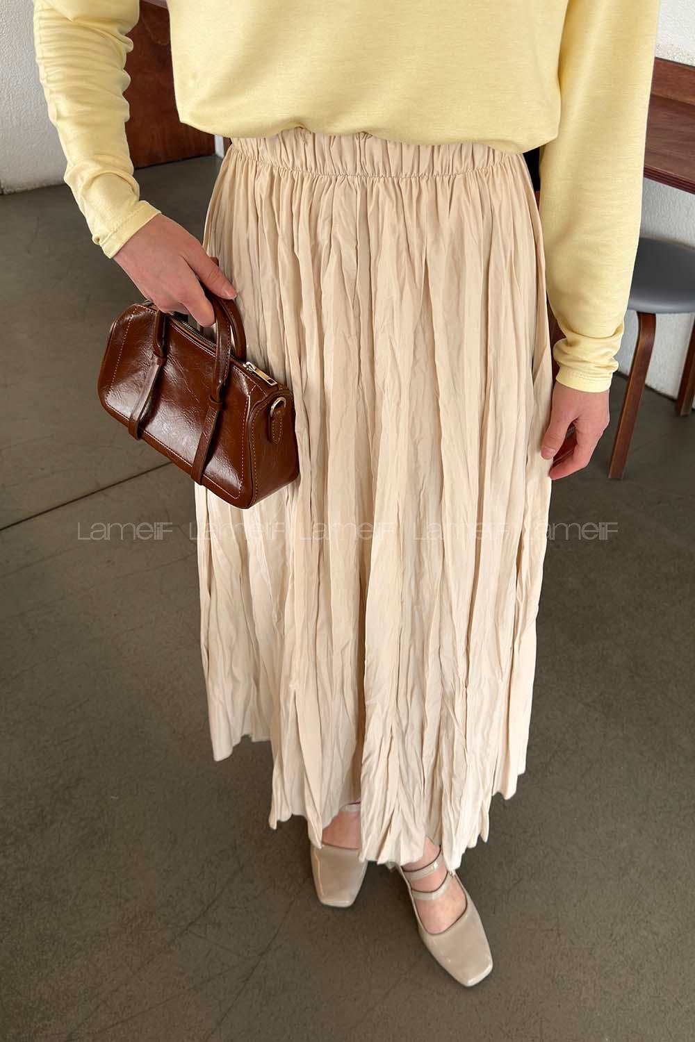 Lamelif Poplin Kraşlı Tesettür Etek Bej