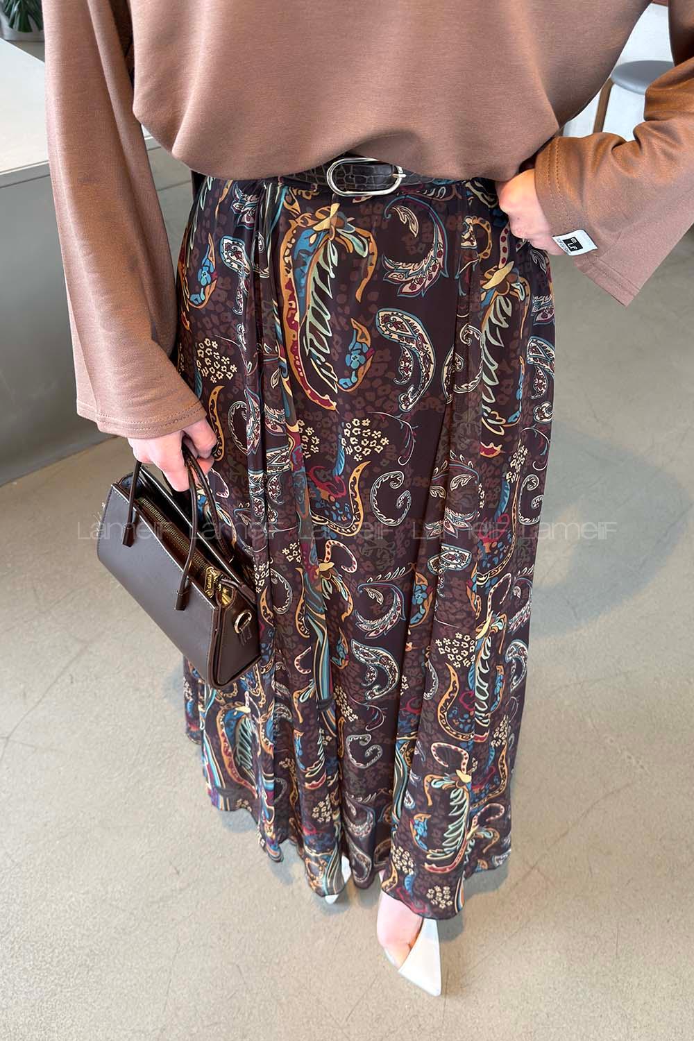 Lamelif Şifon Mevlana Etek Çokrenkli