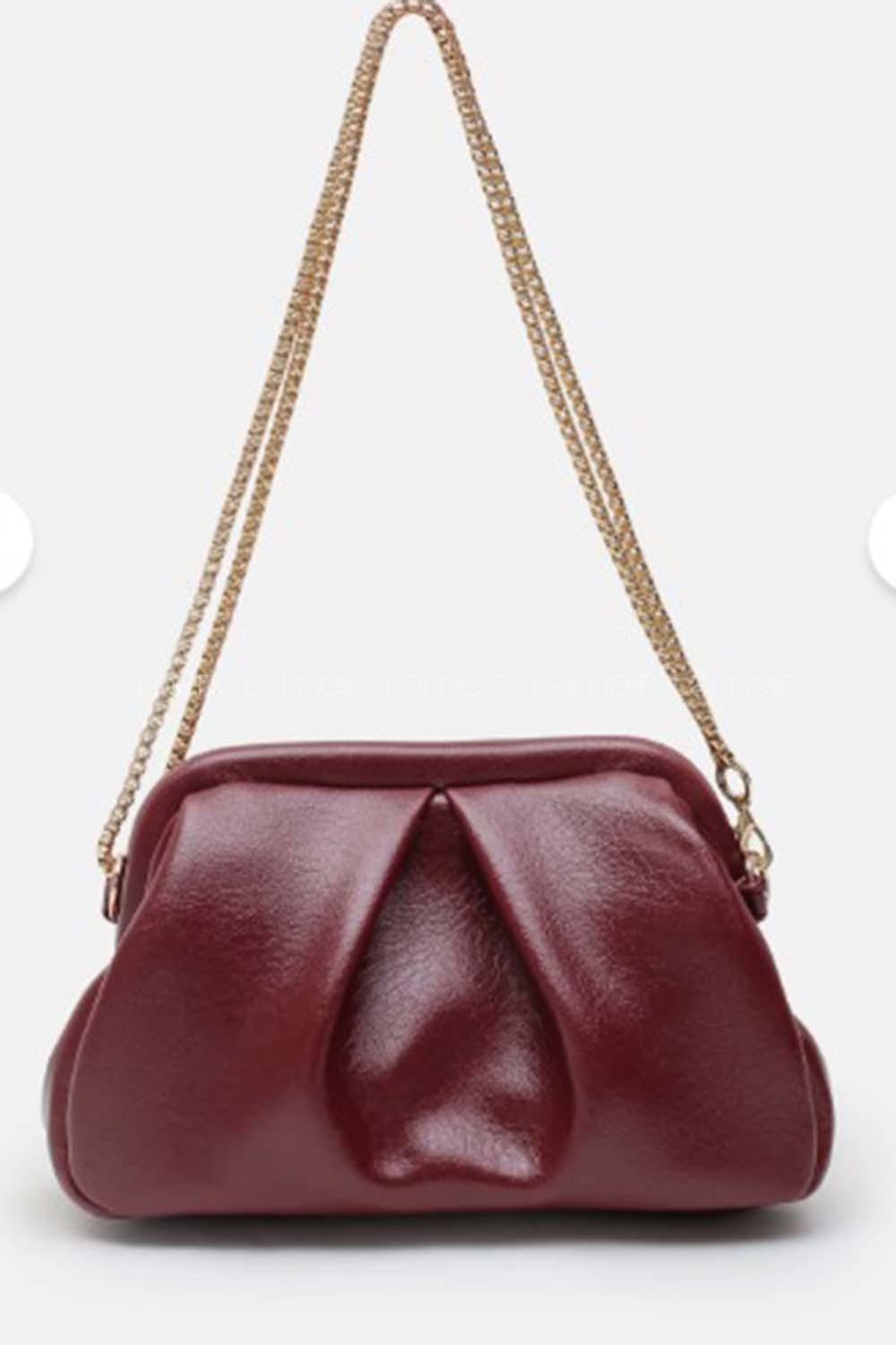 Lamelif Clutch Form Uzun Askılı Degas Kadın Çanta Bordo