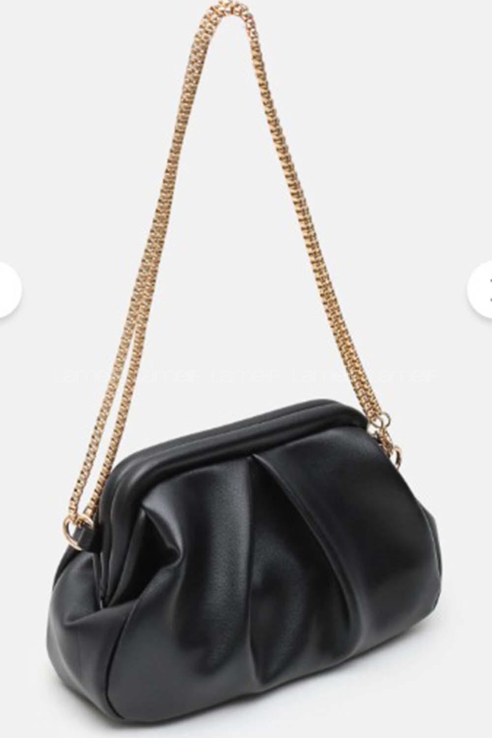 Lamelif Clutch Form Uzun Askılı Degas Kadın Çanta Siyah