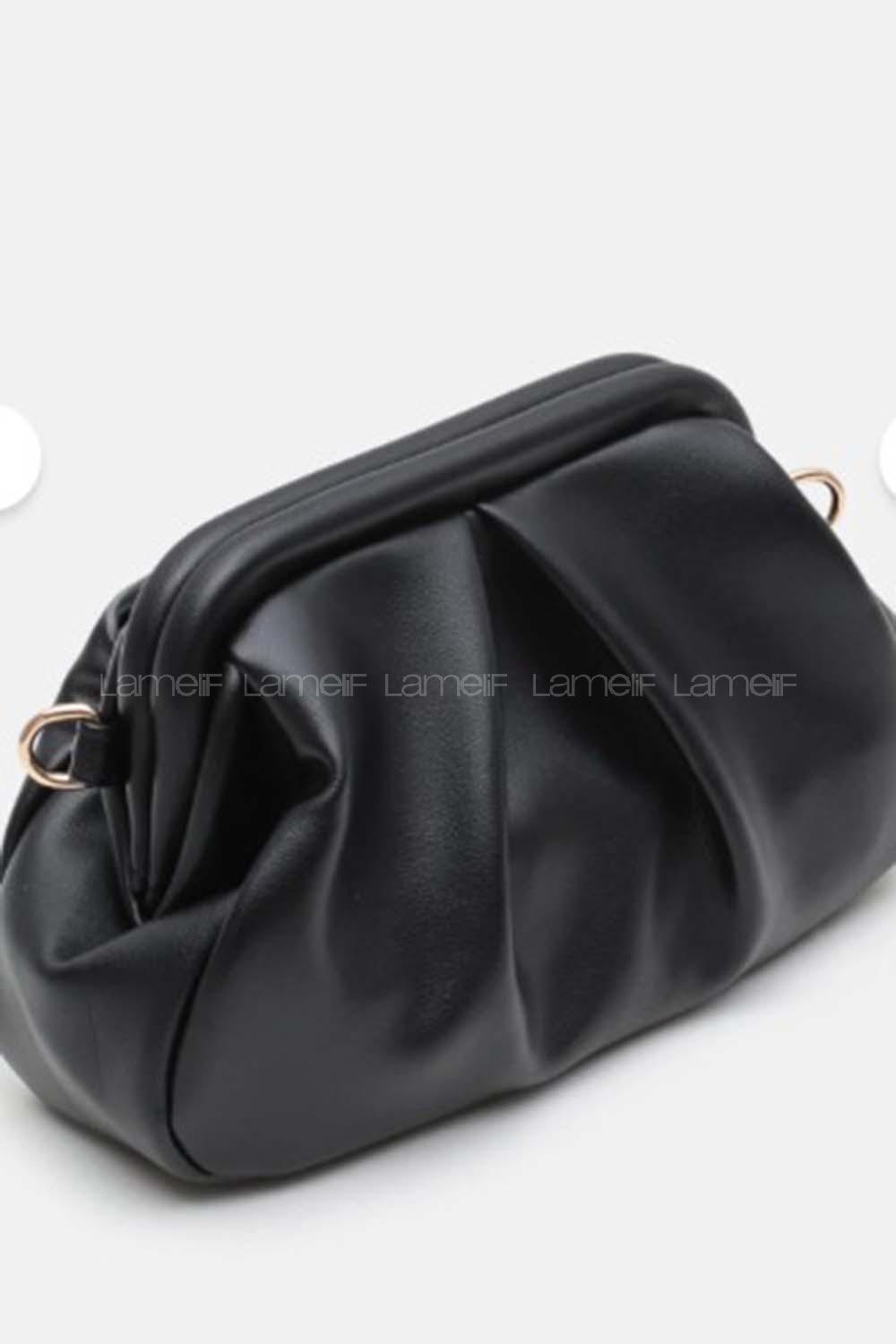 Lamelif Clutch Form Uzun Askılı Degas Kadın Çanta Siyah